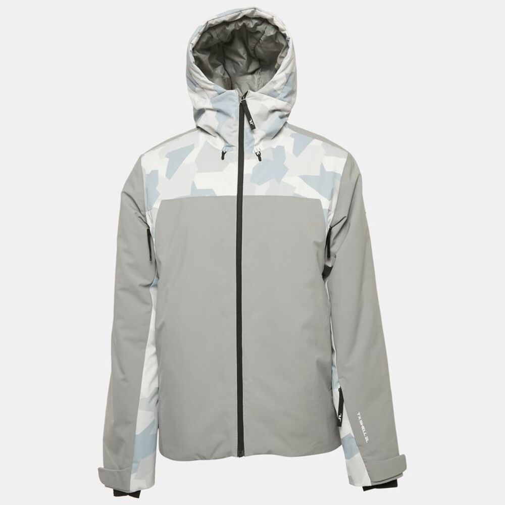 J. Mendel Grey Synthetic Zip-Up Hooded Base Champ Ski Jacket M